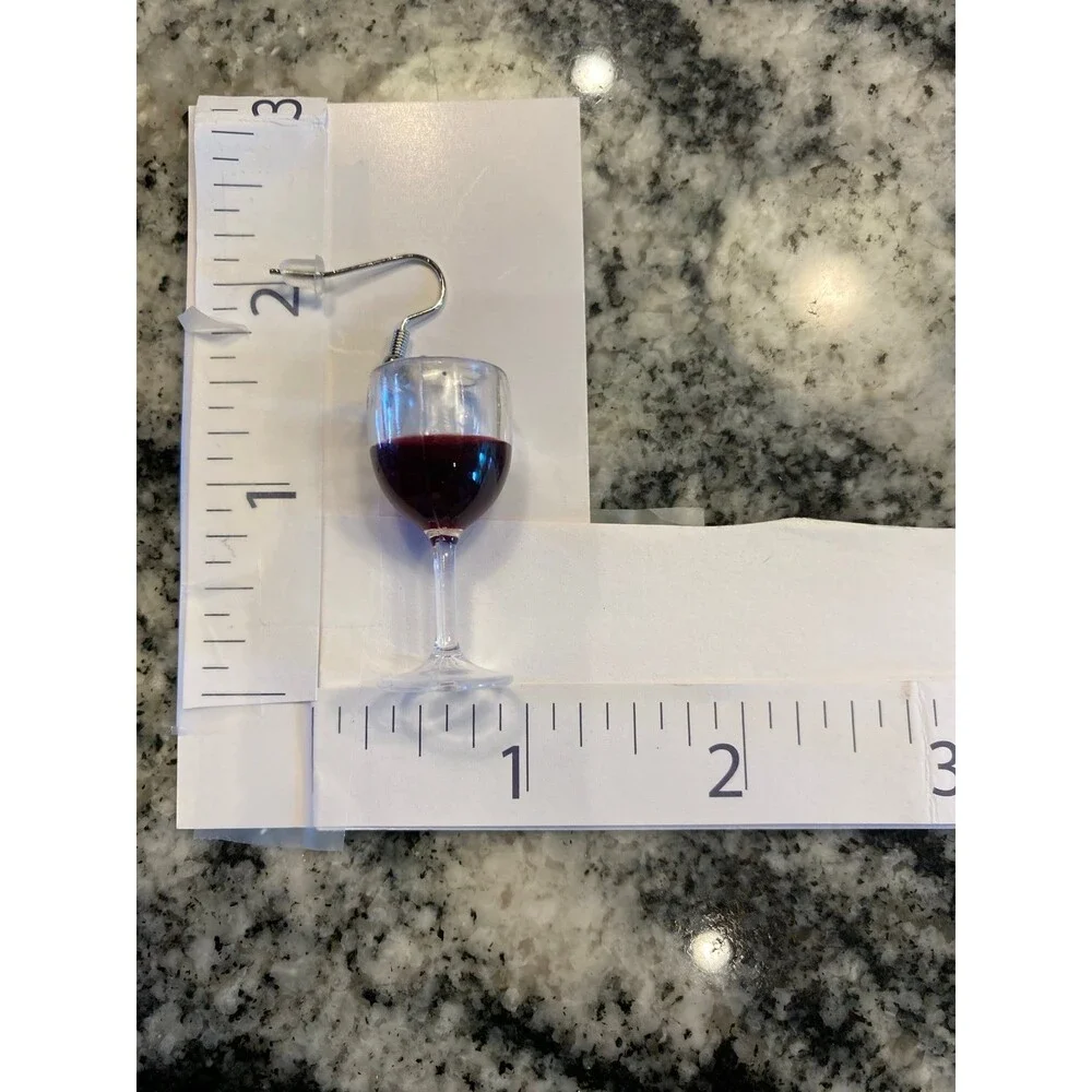 Earrings Wine Glass w/ Red Wine Dangle Lightweight Winery Party Drink‎ Whimsical